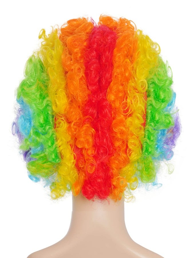 jiebor Clown Wig Costume Accessories Short Colorful Afro Hair Wig for Women Men Adults 70s 80s Halloween Carnivals - Image 2
